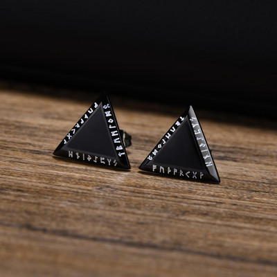 Vnox nordijske vikinške rune trokutaste naušnice s klinovima za muškarce, dječake, antialergijske punk geometrijske naušnice od nehrđajućeg čelika Poklon nakit