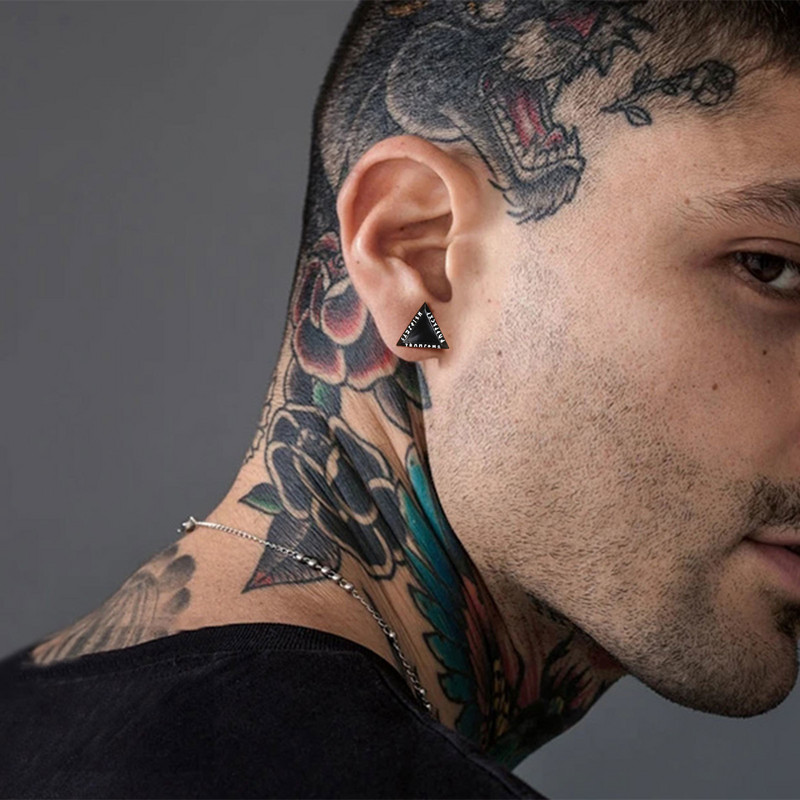 Vnox nordijske vikinške rune trokutaste naušnice s klinovima za muškarce, dječake, antialergijske punk geometrijske naušnice od nehrđajućeg čelika Poklon nakit