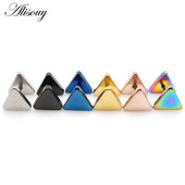 Alisouy 2τμχ New Fashion Punk Μαύρο Ασημί Χρώμα Γεωμετρικά Τρίγωνα Σκουλαρίκια Αυτιού Καρφωτά Για Άνδρες Γυναικείες Κορίτσια Δώρο Κοσμήματα Orecchini