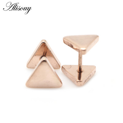 Alisouy 2τμχ New Fashion Punk Μαύρο Ασημί Χρώμα Γεωμετρικά Τρίγωνα Σκουλαρίκια Αυτιού Καρφωτά Για Άνδρες Γυναικείες Κορίτσια Δώρο Κοσμήματα Orecchini