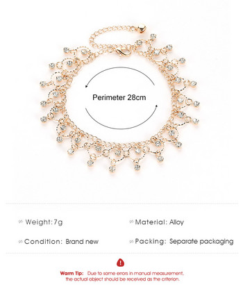 Νέα Fashion Beach Tassel Zircon Anklet για Γυναικείες Εκλεκτό χρυσό ασημί χρώμα Γυαλιστερό στρας Anklet 2021 Trend Party Κοσμήματα