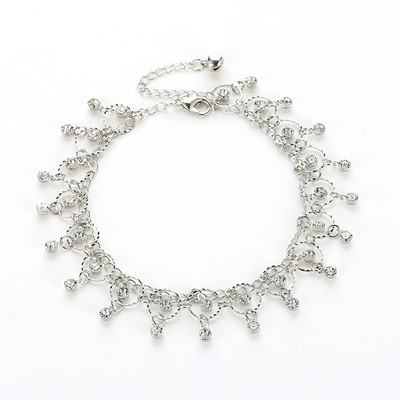 Uus mood rannatuti tsirkoonist jalavõrud naistele peen kuldse hõbedase värvi läikiva kivikiviga jalavõru 2021 trendipeo ehted