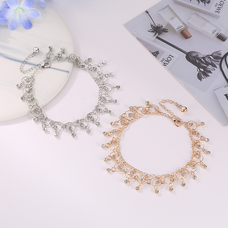 Uus mood rannatuti tsirkoonist jalavõrud naistele peen kuldse hõbedase värvi läikiva kivikiviga jalavõru 2021 trendipeo ehted