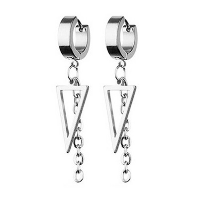 1 paari roostevabast terasest rippuvad kolmnurkkõrvarõngad meestele naistele geomeetrilised punk-kpop Huggie hingedega kõrvarõngad