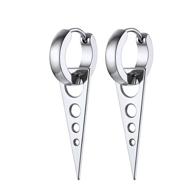 1 paari roostevabast terasest rippuvad kolmnurkkõrvarõngad meestele naistele geomeetrilised punk-kpop Huggie hingedega kõrvarõngad