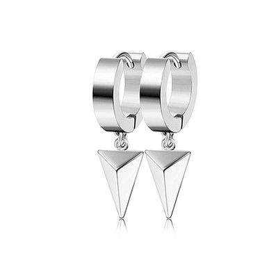 1 paari roostevabast terasest rippuvad kolmnurkkõrvarõngad meestele naistele geomeetrilised punk-kpop Huggie hingedega kõrvarõngad