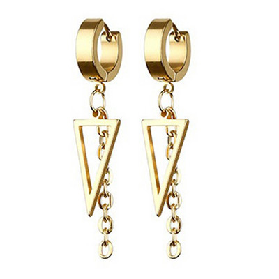 1 paari roostevabast terasest rippuvad kolmnurkkõrvarõngad meestele naistele geomeetrilised punk-kpop Huggie hingedega kõrvarõngad