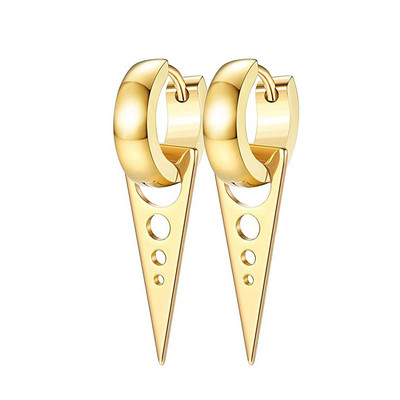 1 paari roostevabast terasest rippuvad kolmnurkkõrvarõngad meestele naistele geomeetrilised punk-kpop Huggie hingedega kõrvarõngad