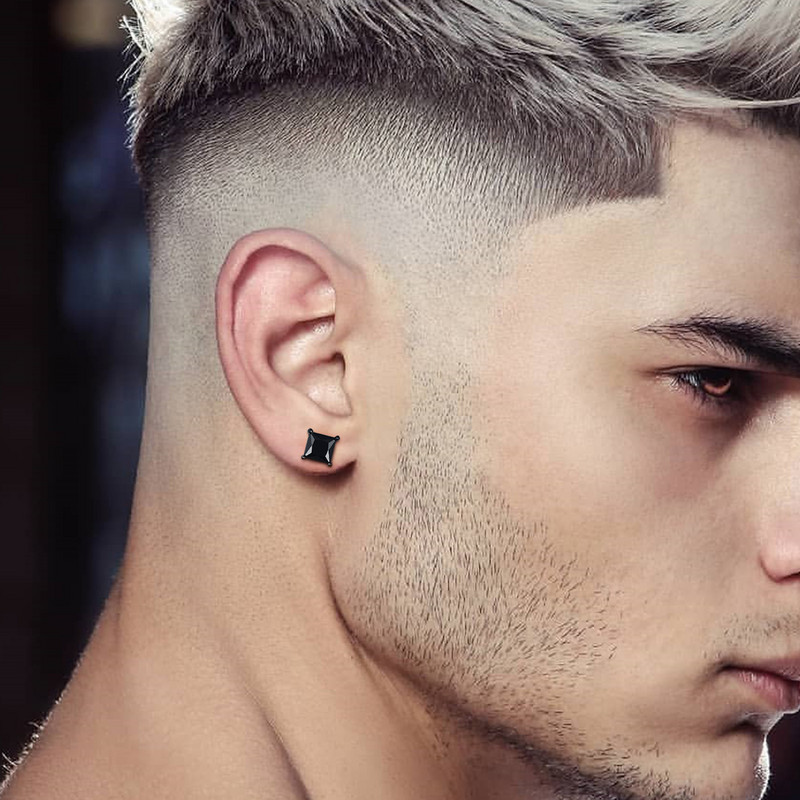 Vnox Punk Rock Stud kõrvarõngad meestele, naised, mustad gooti kõrvarõngad, roostevabast terasest kõrvaehted AAA CZ kiviga, lahe kingitus