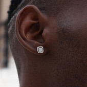 Λεπτό τετράγωνο Iced Out Zirconia Piercing Stud Unisex Σκουλαρίκια Punk Rock Hiphop Ear Lobe Earing Μοντέρνα ανδρικά κοσμήματα OHE164