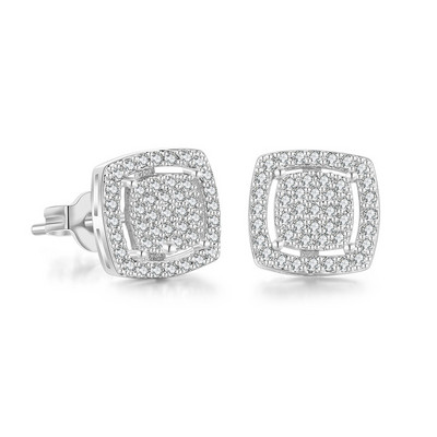 Λεπτό τετράγωνο Iced Out Zirconia Piercing Stud Unisex Σκουλαρίκια Punk Rock Hiphop Ear Lobe Earing Μοντέρνα ανδρικά κοσμήματα OHE164