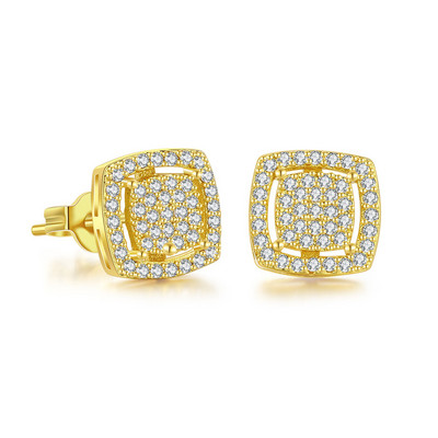 Λεπτό τετράγωνο Iced Out Zirconia Piercing Stud Unisex Σκουλαρίκια Punk Rock Hiphop Ear Lobe Earing Μοντέρνα ανδρικά κοσμήματα OHE164