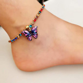Βραχιόλι Bohemian Metal Butterfly Anklet Πολύχρωμο Bling Bling Tennis Anklet για Γυναικεία Κορίτσια Καλοκαιρινή αλυσίδα ποδιών παραλίας