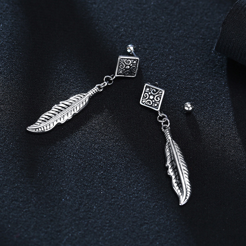 Σκουλαρίκια με πούπουλα σε ασημί χρώμα, σκουλαρίκια γοητείας ιθαγενών ινδιάνων, υποαλλεργικό σκουλαρίκι από ανοξείδωτο ατσάλι