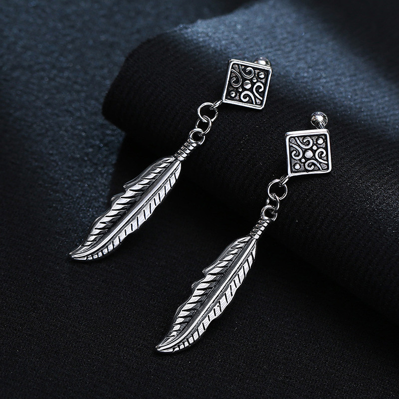 Σκουλαρίκια με πούπουλα σε ασημί χρώμα, σκουλαρίκια γοητείας ιθαγενών ινδιάνων, υποαλλεργικό σκουλαρίκι από ανοξείδωτο ατσάλι