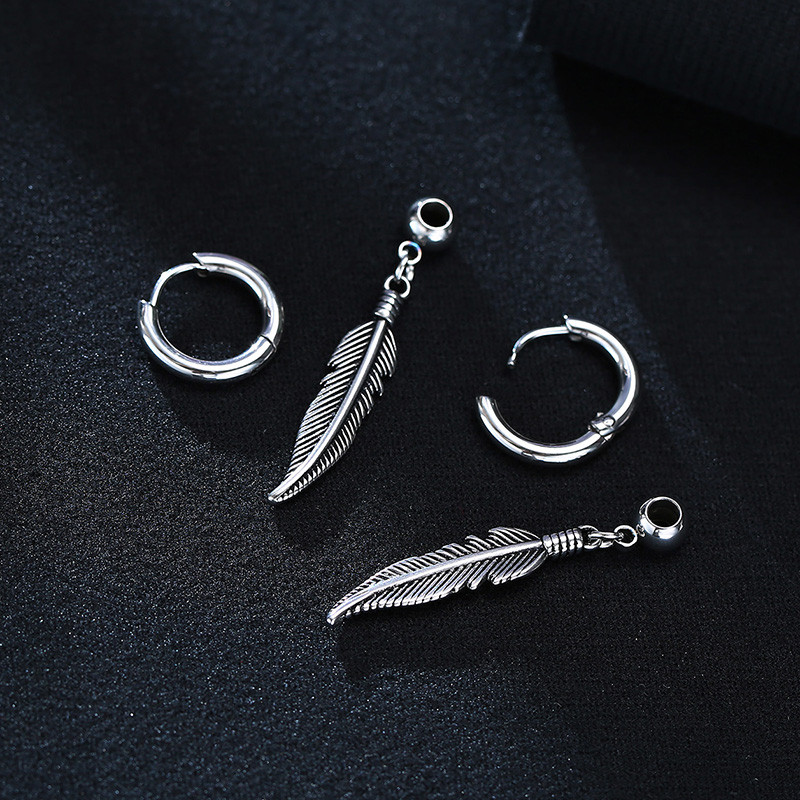 Σκουλαρίκια με πούπουλα σε ασημί χρώμα, σκουλαρίκια γοητείας ιθαγενών ινδιάνων, υποαλλεργικό σκουλαρίκι από ανοξείδωτο ατσάλι