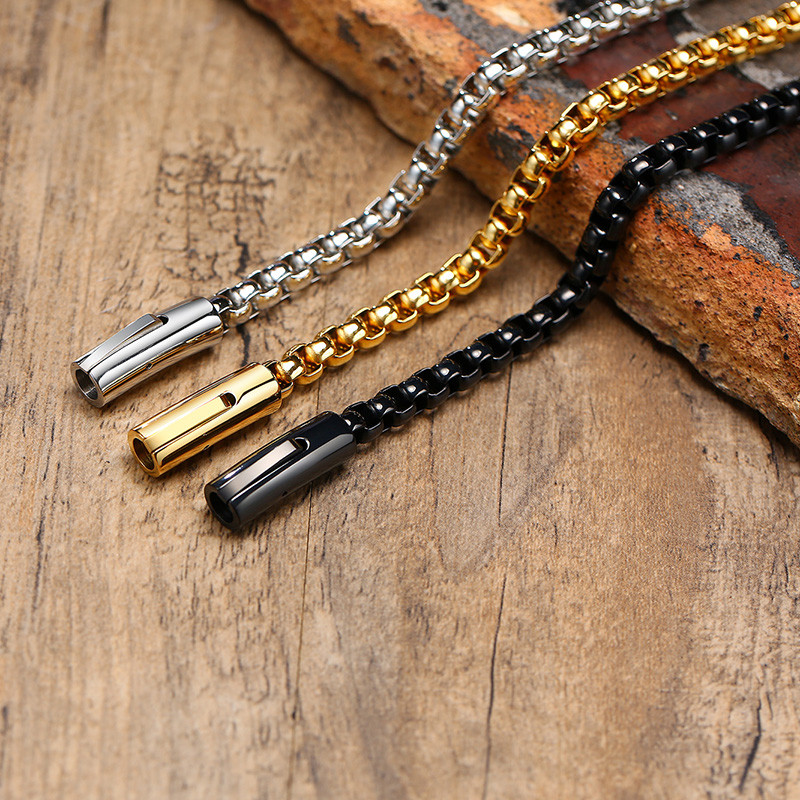 Muška narukvica, Okrugla narukvica s lančićem, zaobljene kutije od nehrđajućeg čelika, jednostavno slaganje slojeva, nakit,