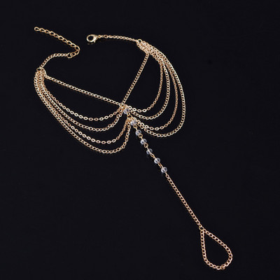 Uus Beach Barefoot Sandaalid Ehted Elegantne pruut Seksikas naiste mood võlu, kiht kett link Kristallhelmed jala pahkluu käevõru