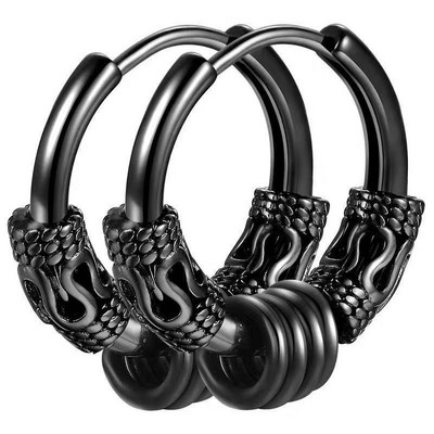 1 paar punk meeste roostevabast terasest Viking Hoop kõrvarõngad Huggie Hip Hop Totem kõrvarõngad augustamine 12mm