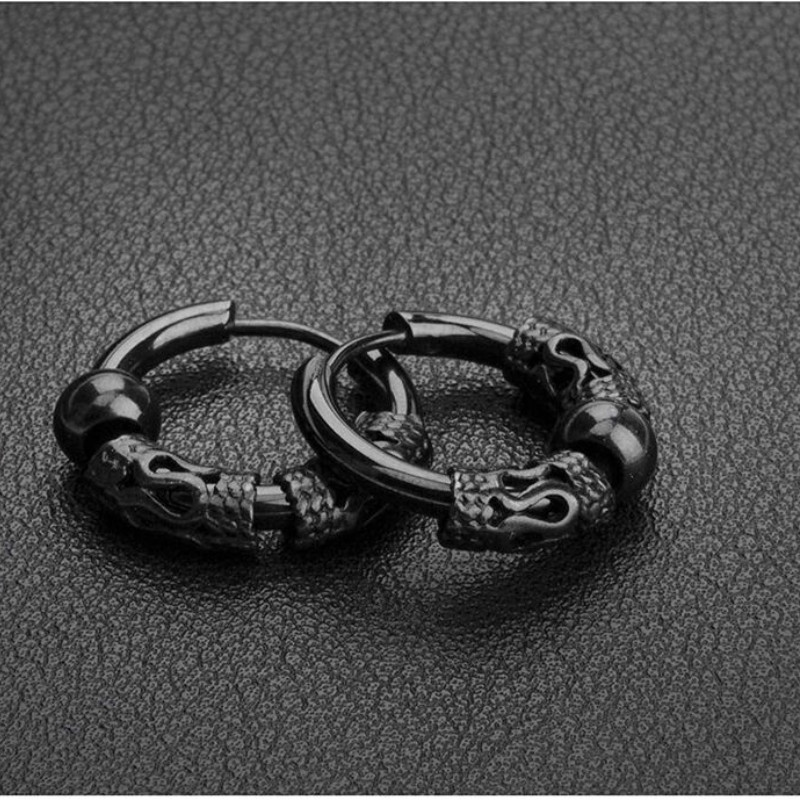 1 paar punk meeste roostevabast terasest Viking Hoop kõrvarõngad Huggie Hip Hop Totem kõrvarõngad augustamine 12mm