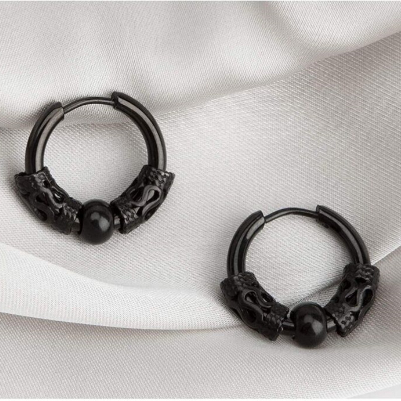 1 paar punk meeste roostevabast terasest Viking Hoop kõrvarõngad Huggie Hip Hop Totem kõrvarõngad augustamine 12mm