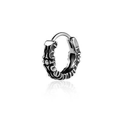 Vnox gotičke naušnice s prstenom za muškarce, žene, Huggies s lubanjom od nehrđajućeg čelika, vintage retro metalni nakit za uši