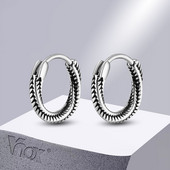 Vnox Twisted Rope Chain Hoop Huggie auskari vīriešiem, zēniem, pret alerģiju nerūsējošā tērauda panka apaļie auskari dāvana draugam BFF