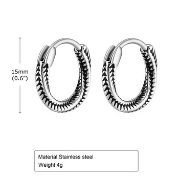 Vnox Twisted Rope Chain Hoop Huggie Earrings for Men Boys, Антиалергична пънк кръгла обеца от неръждаема стомана Подарък за гадже BFF