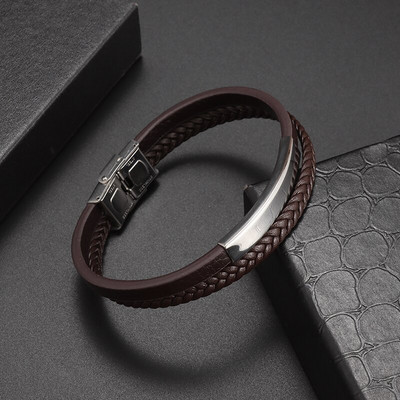 Moedisain Mitmekihiline käsitsi kootud nahast käevõru Meeste lihtne magnetilise pandlaga mansett Bangelid vabaaja peo käepael