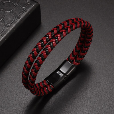 Moedisain Mitmekihiline käsitsi kootud nahast käevõru Meeste lihtne magnetilise pandlaga mansett Bangelid vabaaja peo käepael