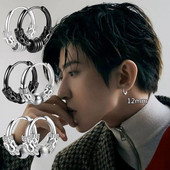 Punk Dragon Carving Hoop kõrvarõngad meestele roostevabast terasest lihtsad paksud ümmargused rõngaskõrvarõngad Rock Roll meeste hiphop ehted