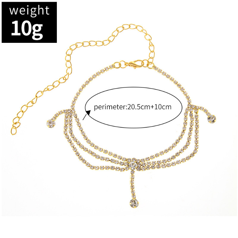 Narukvica s lancem od kubnog cirkonija u stilu resica za žene Modni srebrni gležanj za plažu, stopala Lanac Narukvica Nakit za stopalo