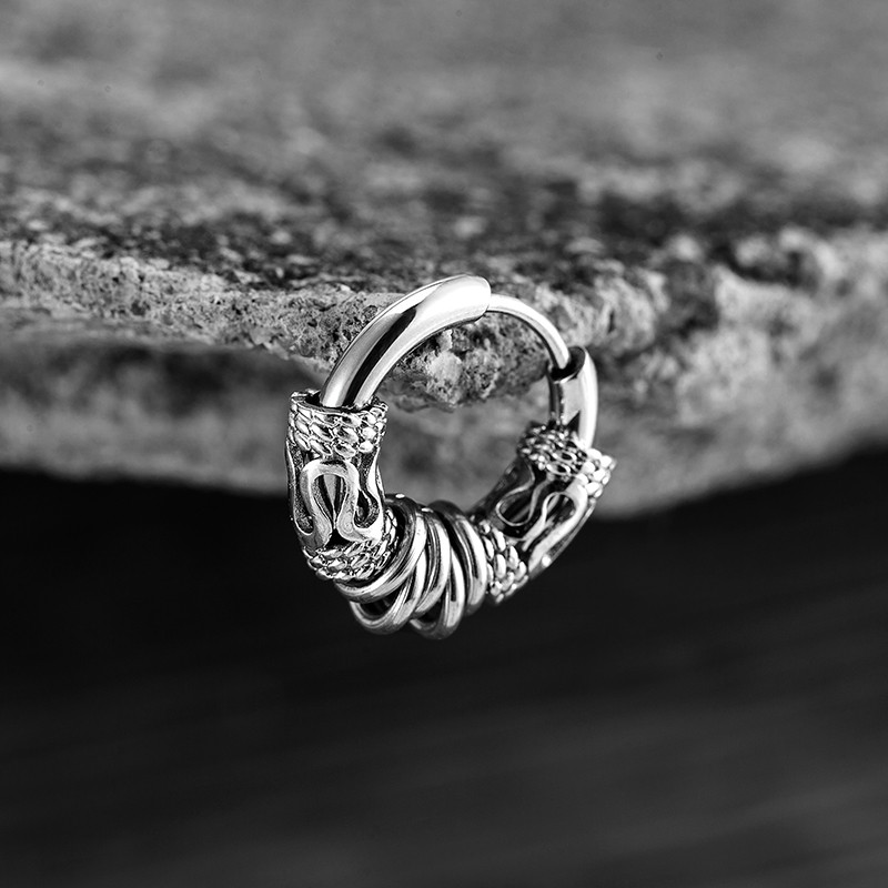 1 τεμάχιο ανδρικό κλιπ αυτιού από ανοξείδωτο ατσάλι χωρίς τρύπημα για γυναίκες Ανδρικό σκουλαρίκι πανκ χιπ χοπ Χωρίς τρυπημένο κλιπ αυτιού κρεμαστό δράκος HOt