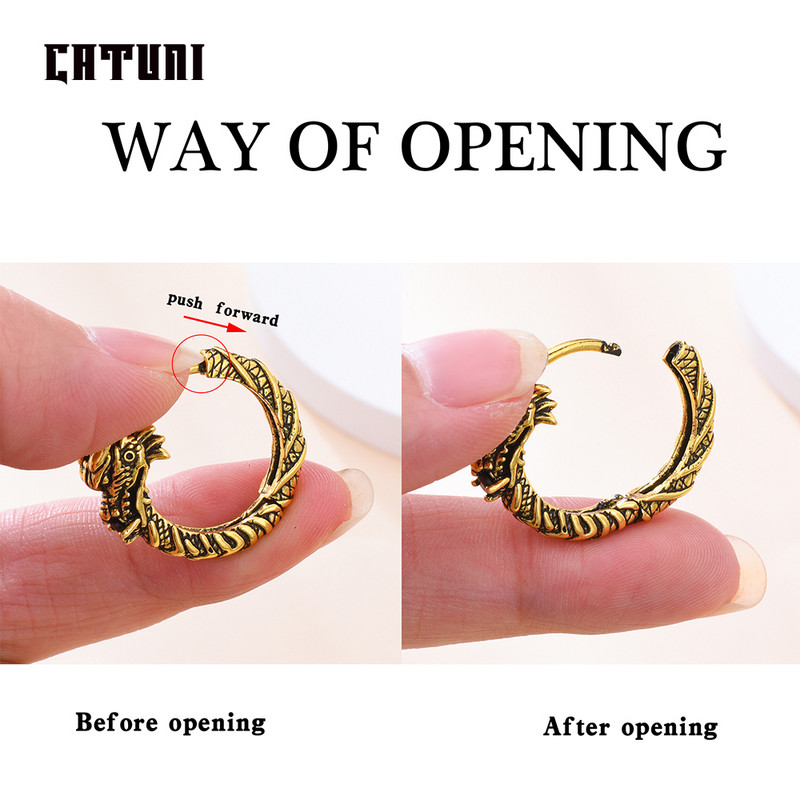 Catuni Hot Dragon Goth Punk Hoop Σκουλαρίκια Χάλκινο ένθετο Κόκκινο Ζιργκόν Hip Hop Rock Σκουλαρίκια Κοσμήματα Αξεσουάρ Δώρο για Άνδρα Γυναίκα