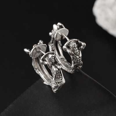 Vintage Gothic Skull Poker Pīķa dūzis Auskari Hipoalerģiski Auskari Vīriešiem Sievietēm Mode Hip Hop Rock Aksesuāri Rotaslietas