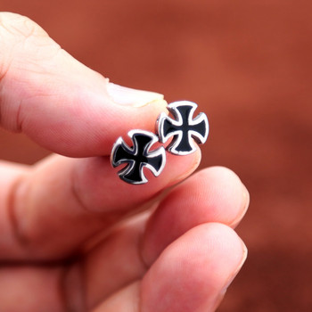 1 τεμάχιο απλά σκουλαρίκια σταυρωτά καρφιά για άνδρες Γυναικεία Vintage Punk από ανοξείδωτο ατσάλι Templar Knights Iron Cross Earring Μόδα κοσμήματα