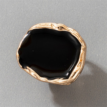Δαχτυλίδι Bohemian Metal Large Black Stone για άντρες και γυναίκες Charm Oil Dripping Large Joint Δαχτυλίδι Γοτθικό Δώρο κοσμήματος από ανοξείδωτο ατσάλι
