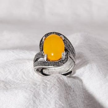 1 бр. Регулируеми пръстени Винтидж пръстени от естествен камък за жени Reiki Healing Charm Finger Ring Men Tribal Jewelry Bohemian Party