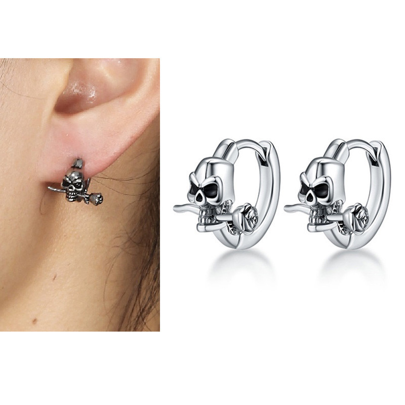 2 τεμάχια/1 ζευγάρι Ανδρικά σκουλαρίκια Μοναδικού σχεδίου Σκουλαρίκια με κρίκους για γυναίκες από ανοξείδωτο ατσάλι Vintage Χρώμα Punk Gothic Trend Κοσμήματα