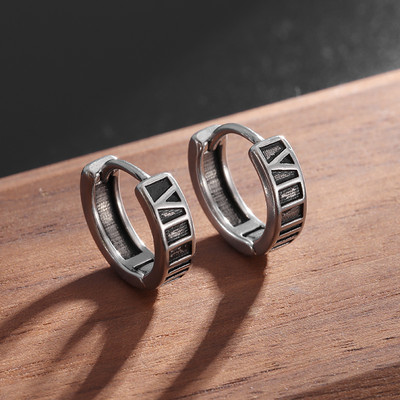 Minimalistlikud Huggie Hoop kõrvarõngad Rooma numbritega Mood Paari kõrvarõngad Hüpoallergeensed Meeste Mood Hip Hop Peened ehted