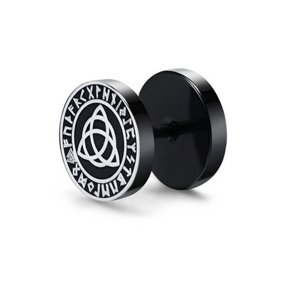 Gótikus skandináv viking rúnák fülbevaló férfiaknak fiúknak, rock punk rozsdamentes acél Valknut Wolf Head iránytű kelta csomós fülbevaló