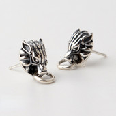 Domineerivad Wolf Animal Stud kõrvarõngad meeste ja naiste isiksusele Hõbedase värvi punk peokõrvarõngad Unisex ehted kingitused