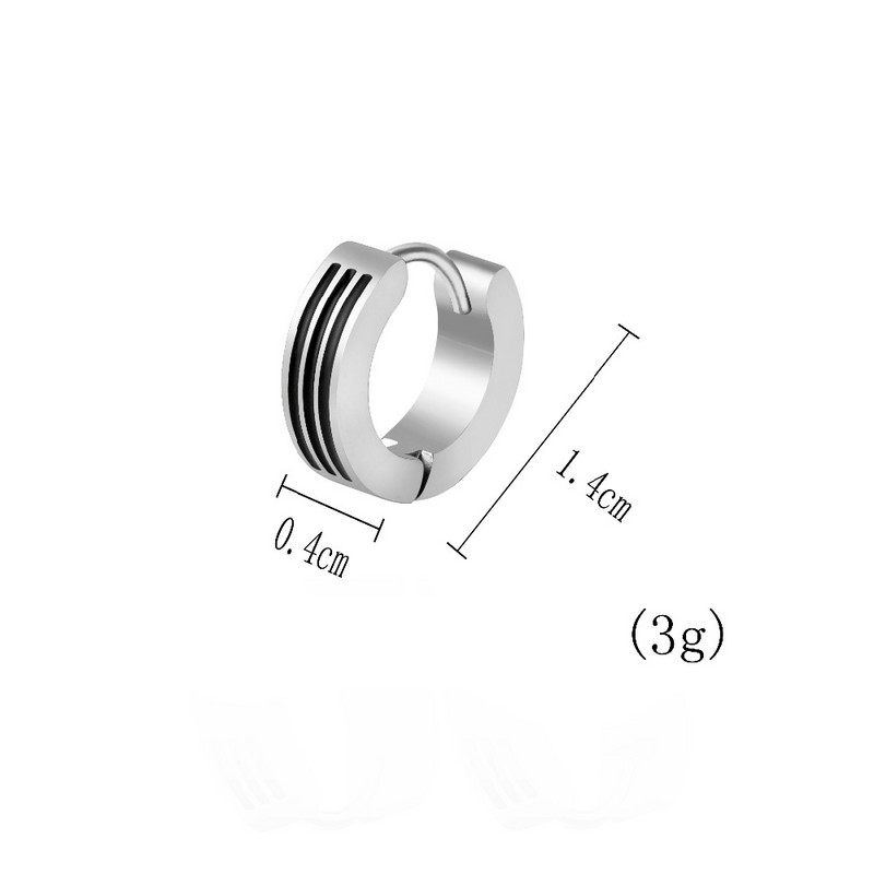 απόφαση Punk Σκουλαρίκια Huggie Hoop από ανοξείδωτο ατσάλι Απλό στυλ Μαύρο μοτίβο Ασημί χρώμα Σκουλαρίκι κύκλος για γυναίκες Ανδρικά κοσμήματα