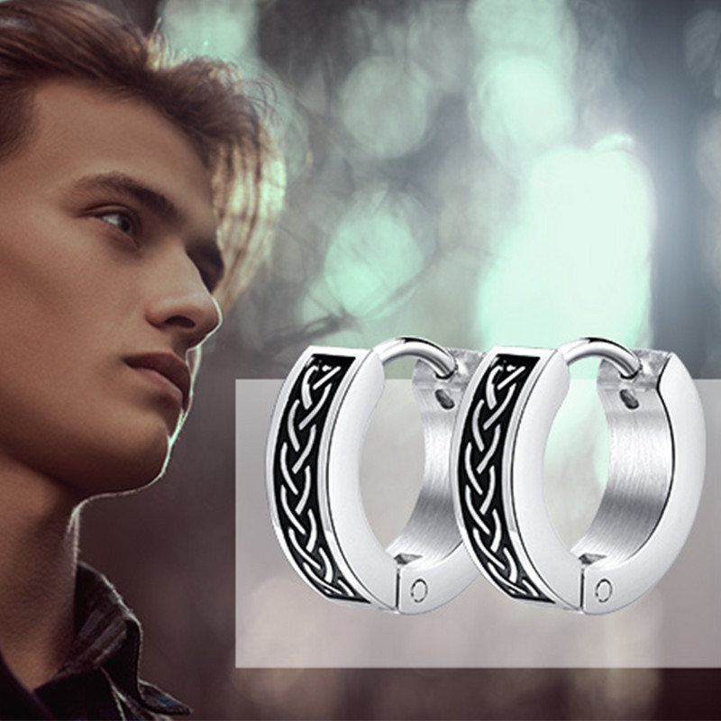 Vnox Cool Celtic Knot Hoop kõrvarõngad meestele, allergiavastased roostevabast terasest ümmargused Huggie kõrvarõngad, kingitused, ehted, brincos masculinos