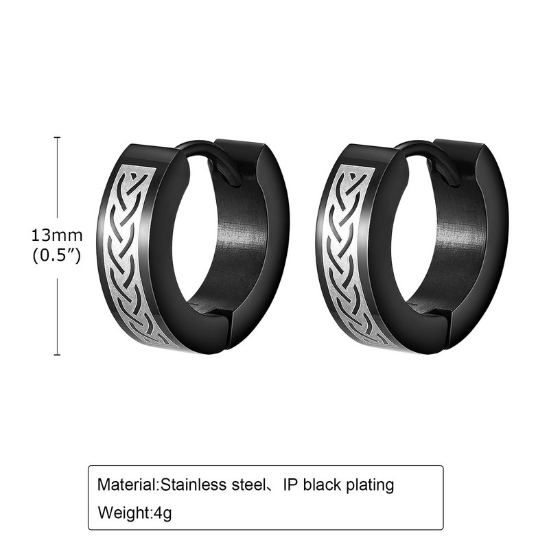 Vnox Cool Celtic Knot Hoop kõrvarõngad meestele, allergiavastased roostevabast terasest ümmargused Huggie kõrvarõngad, kingitused, ehted, brincos masculinos
