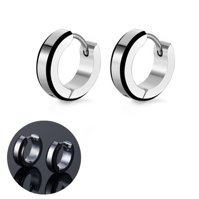 Hõbedase kullavärvi roostevabast terasest kõrvarõngad naistele meestele punk vintage musta triibuga kõrvarõngas ehteavaldus