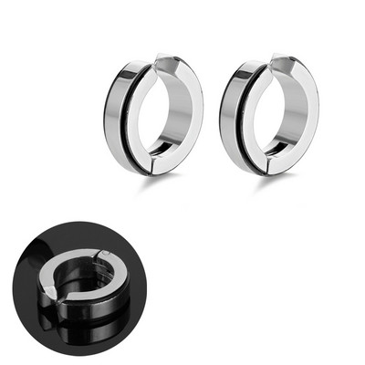 Hõbedase kullavärvi roostevabast terasest kõrvarõngad naistele meestele punk vintage musta triibuga kõrvarõngas ehteavaldus