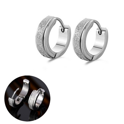 Hõbedase kullavärvi roostevabast terasest kõrvarõngad naistele meestele punk vintage musta triibuga kõrvarõngas ehteavaldus