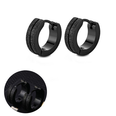 Hõbedase kullavärvi roostevabast terasest kõrvarõngad naistele meestele punk vintage musta triibuga kõrvarõngas ehteavaldus