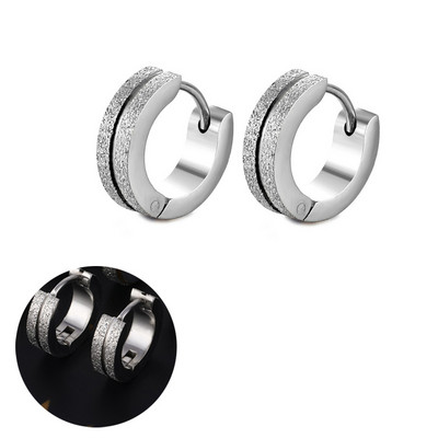 Hõbedase kullavärvi roostevabast terasest kõrvarõngad naistele meestele punk vintage musta triibuga kõrvarõngas ehteavaldus